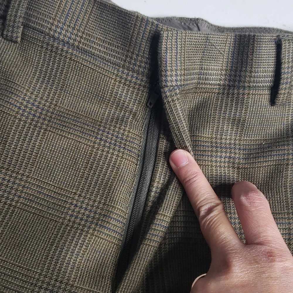 J Crew Ludlow Moon Wool Cotton Plaid Slim Fit Pants Size 32x34 Preppy Academia